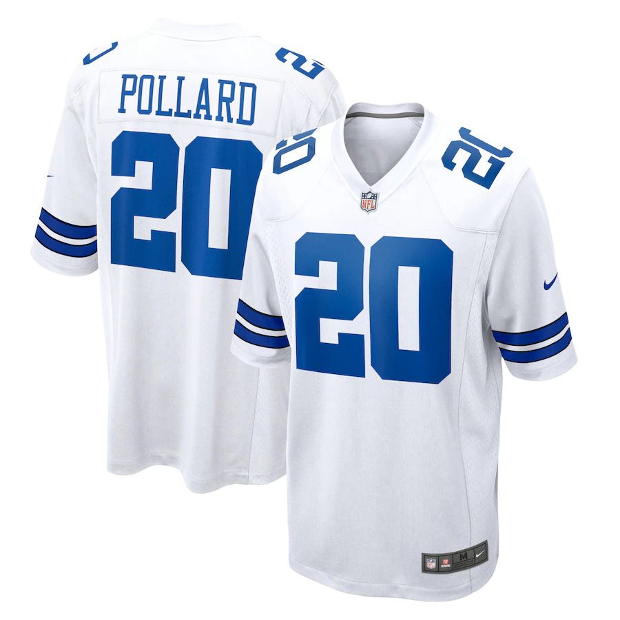 Men Dallas Cowboys #20 Tony Pollard Nike White Game Player NFL Jersey